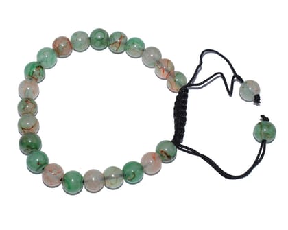 Handmade Adjustable Size Jade Stone Macramé Bracelet: Unique Craftsmanship , 8mm , EVB-038