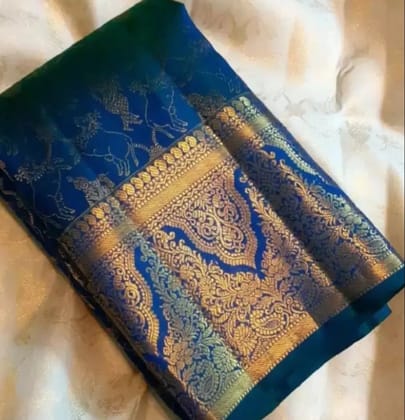 Elegant Blue Kanchivaram Silk Blend Saree