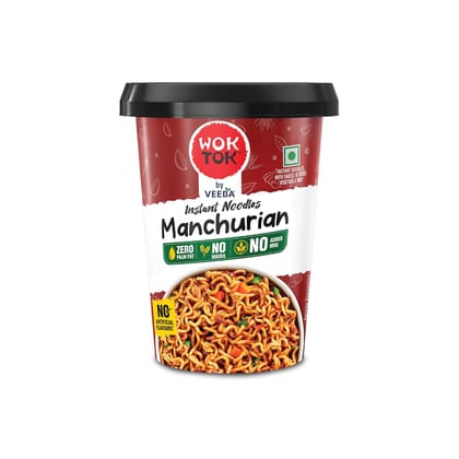 VEEBA Wok Tok Instant Cup Noodles Manchurian | Made with no palm oil| no maida | no added MSG, Vegetarian, 92.5 gram
