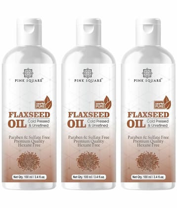 pink square 100% Cold Pressed Pure Flaxseed Oil For Hair Growth 300 mL Pack of 3