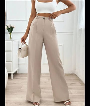 Broadstar Pack of 1 Polyester Straight Women's Casual Pants ( Beige )