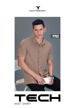 TechnoSport Polo Neck Half Sleeve Dry Fit T Shirt for Men P-752 (Brown)-M