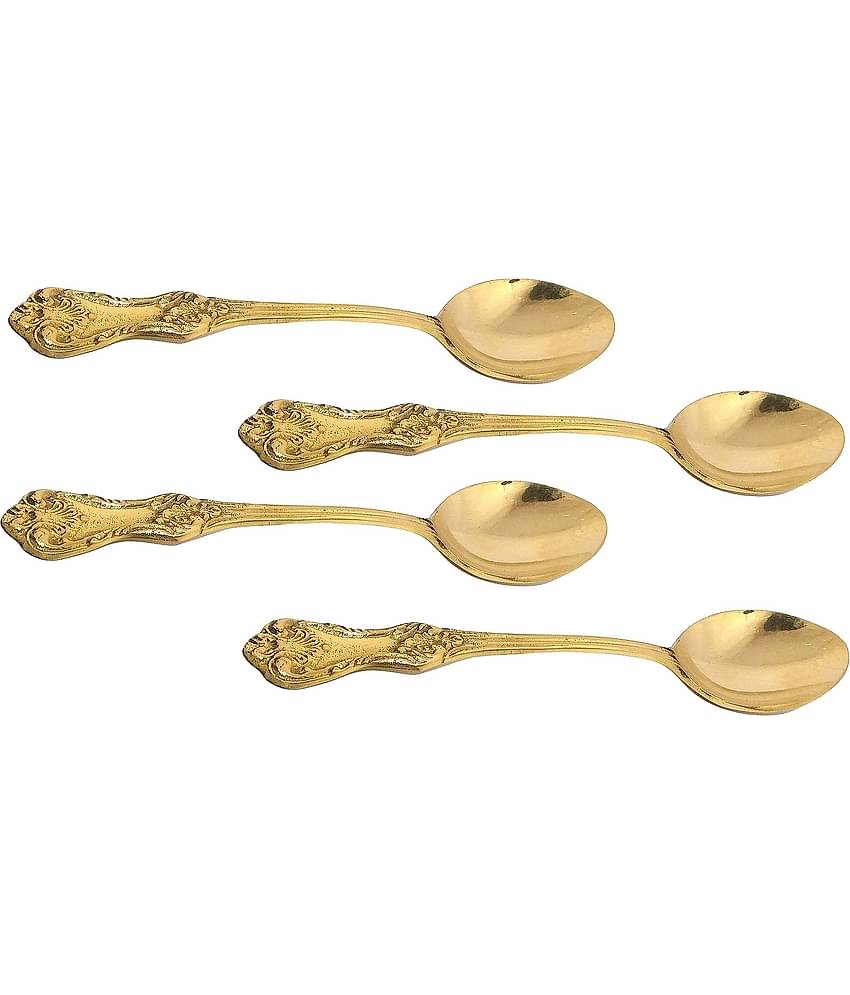 A & H ENTERPRISES - Brass Brass Tea Spoon ( Pack of 4 )