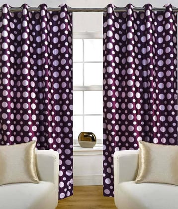 Home Candy Set of 2 Door Eyelet Curtains Geometrical Purple