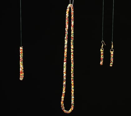 Multicolor Beaded Handcrafted Jewelry Set – Necklace, Bracelet & Earrings | Trendy 3-Piece Collection