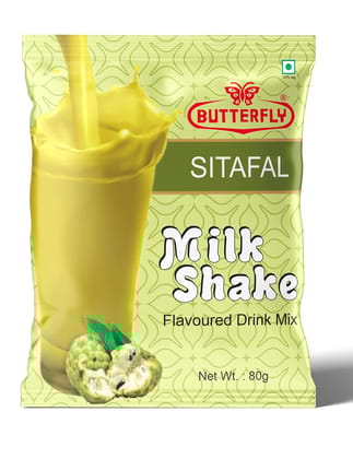 Butterfly Milk Shake 80G Pouch (Sitafal)  by Butterfly Dessert Mixes and Bakery Needs.