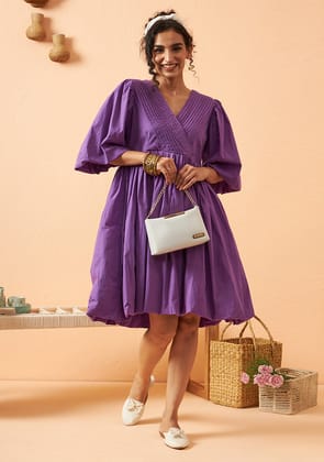 Lilac Dream Puff Dress-S