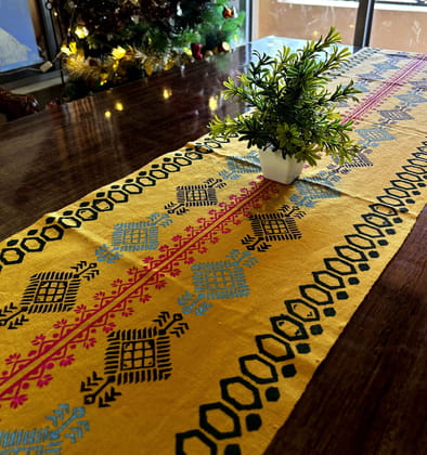 Brown Hand Block Printed Table Runner