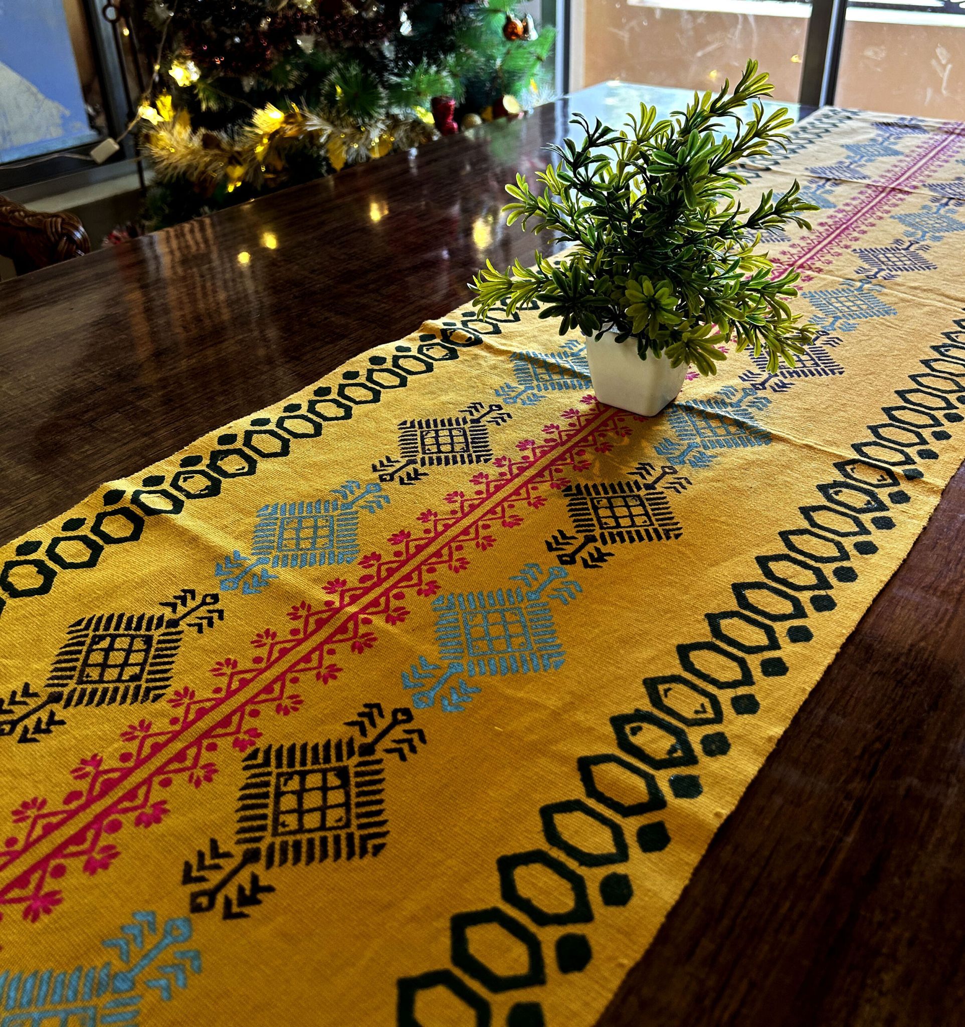 Brown Hand Block Printed Table Runner