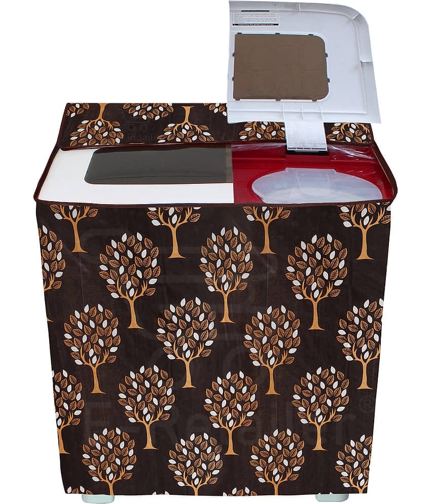 E-Retailer Single Polyester Brown Washing Machine Cover for Universal 8 kg Semi-Automatic