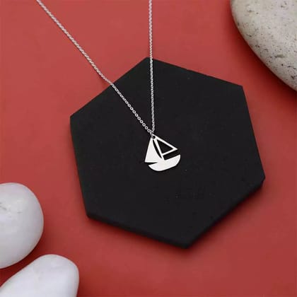 Sailboat Pendant Necklace-Silver