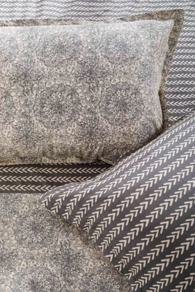 Vintage Geometry Cotton Bedsheet-Double - 90 x 108 in / Beige / Beige