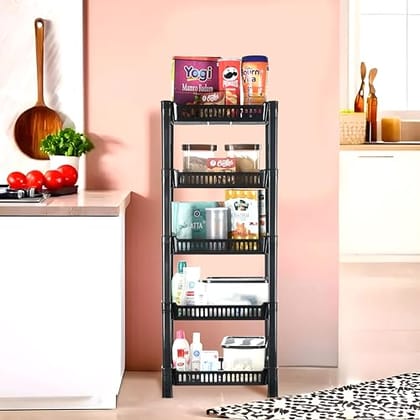 Kuber Industries Plastic 5-Layer Multipurpose Kitchen Organizer/Storage Floor Mount RackTiered Shelf