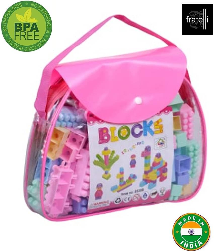 FRATELLI® Building Blocks for Kids - Certified European Saftey Standards (120pc Small Blocks Bag Packing, Best Gift Toy, Block Game for Kids, Boys, Children)