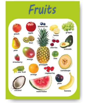Photojaanic Fruit Poster Perfect For Kindergarten, Nursery and Homeschooling (16X12inc, 300GSM Thick Paper, Gloss Laminated, Multicolor)