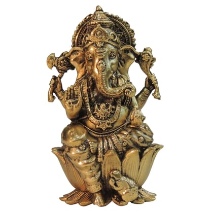 Brass Ganesh Ji Statue – Religious Brass Ganesha Home Decor, Height : 4.5 Inch (BSMAS1824 G)