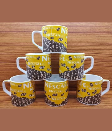 Laghima jadon Printed Ceramic Tea Cup 200 ml ( Pack of 6 )
