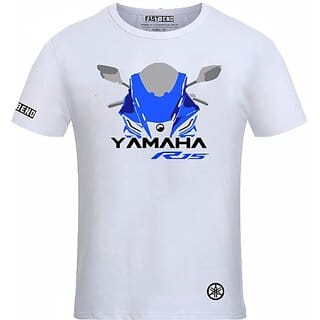 Fastbend Mens White Printed Cotton Blend Round Neck T-Shirt