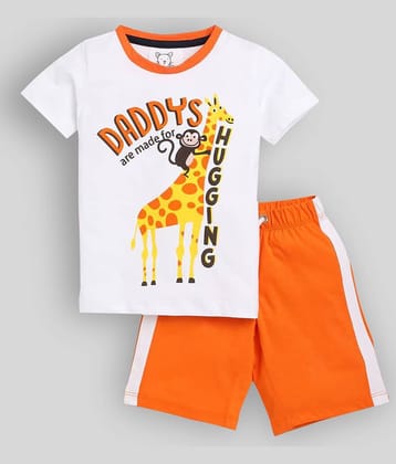 Lazy Shark Pack of 1 Boys Cotton Blend T-Shirt & Shorts Set ( White )