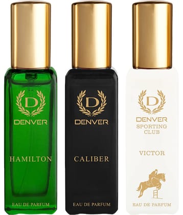 DENVER Hamilton, Caliber & Victor Perfume Long Lasting Eau de Parfum For Men 20 ml Each (Pack of 3)