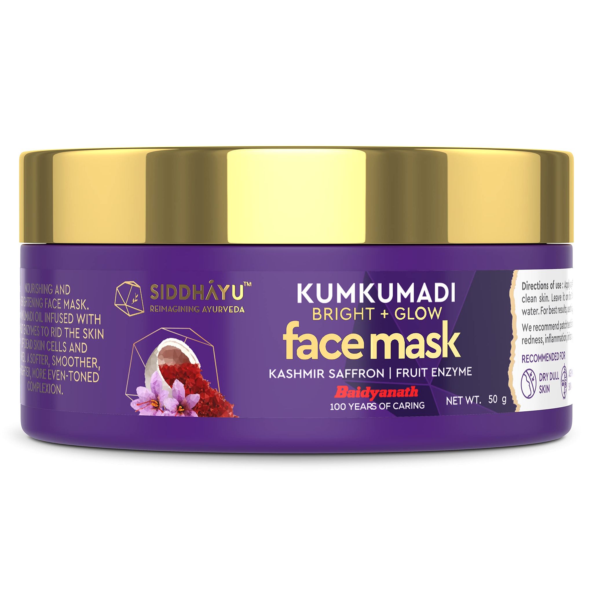 Baidyanath Siddhayu Kumkumadi Bright plus Glow Face Mask 50 Gms