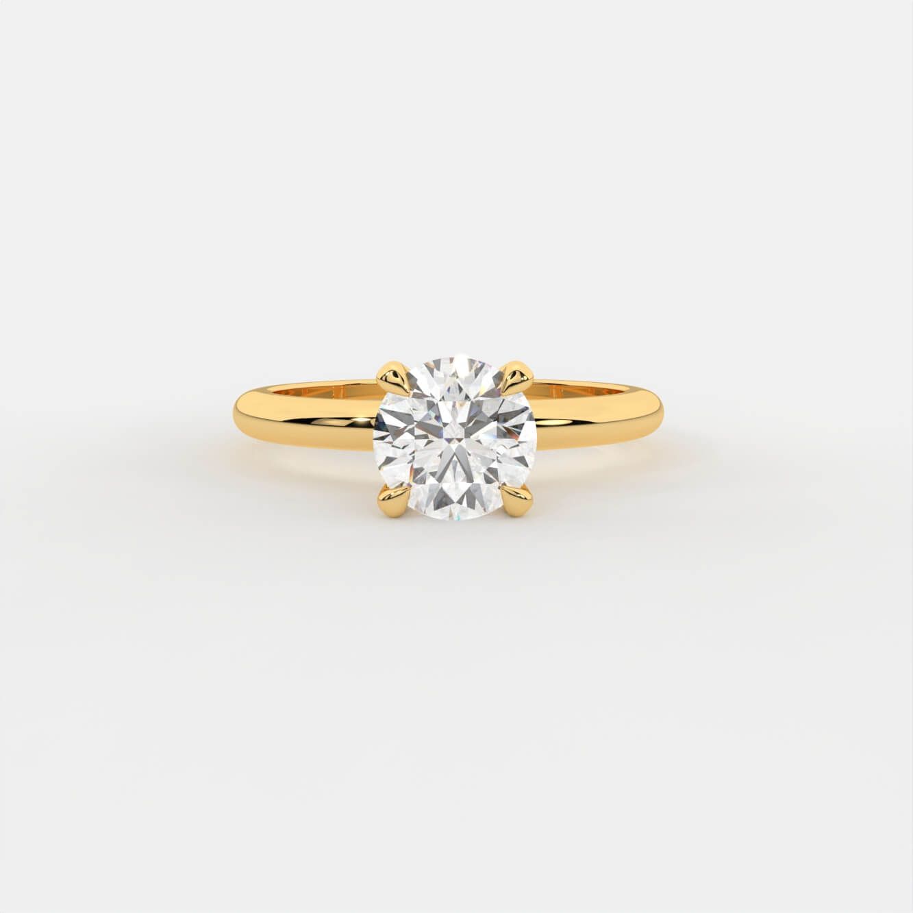 Ziora 1ct Round Solitaire Silver Ring | 22KT Gold Vermeil-13 / Yellow Gold