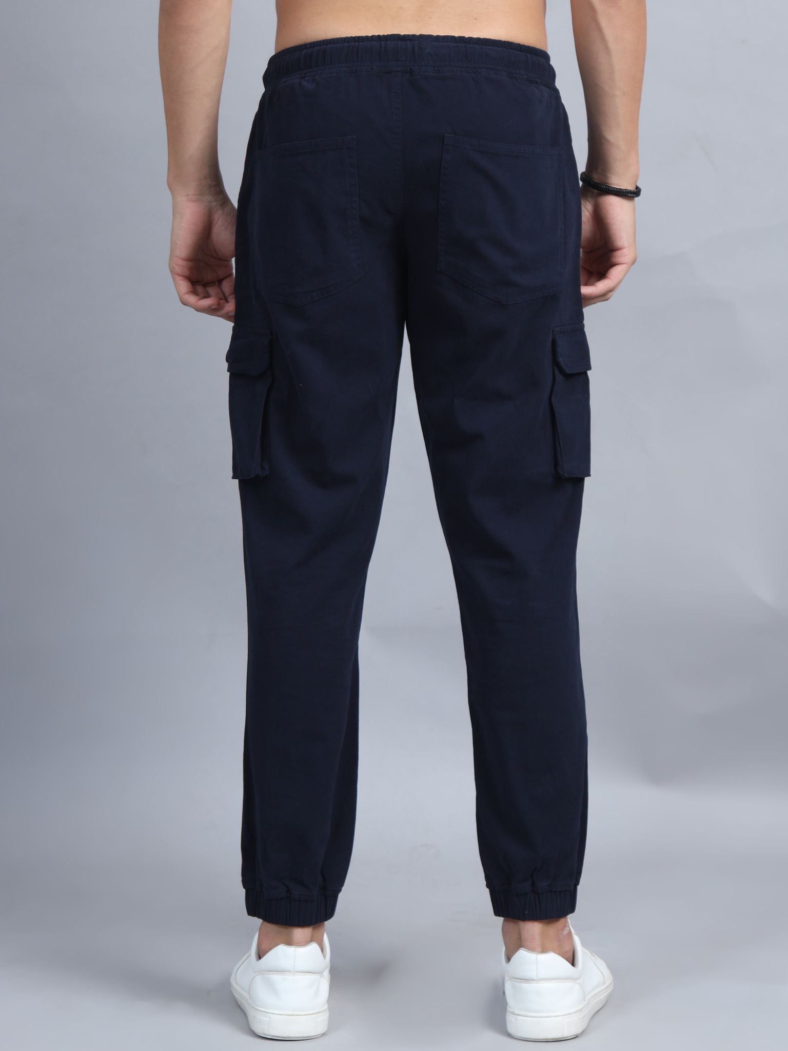 Men Cotton Regular Fit Cargo Joggers, NAVY-38 / Navy