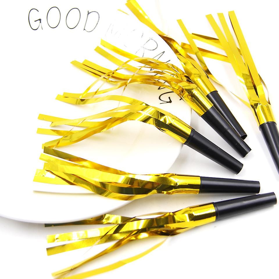 Foil Golden & Black Blowouts - 6 PC - Party and Festive Needs | Buy online on ZillyBuy