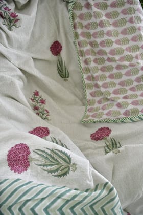 Premium Serene Pink Green Dohar : Indulge in Tranquility Single Bed (one piece )