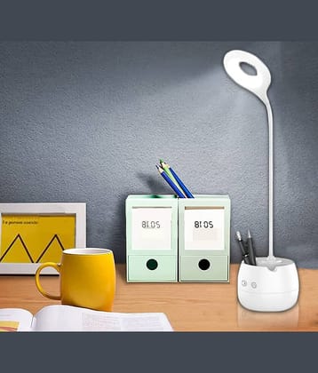 IDOLESHOP - White Study Table Lamp ( Pack of 1 )