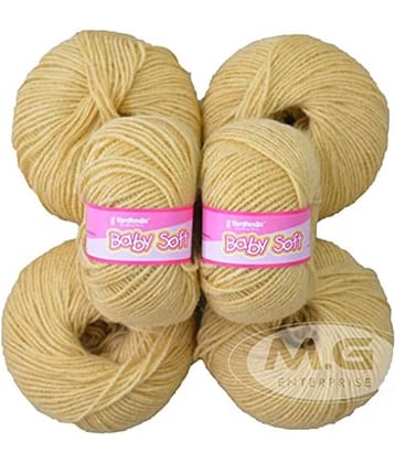 Vardhman Knitting Yarn 100% Acrylic Wool Mustard 6 Pc Baby Wool 4 ply Wool Ball Hand Knitting Wool/Art Craft Soft Fingering Crochet Hook Yarn-JI Art-GI