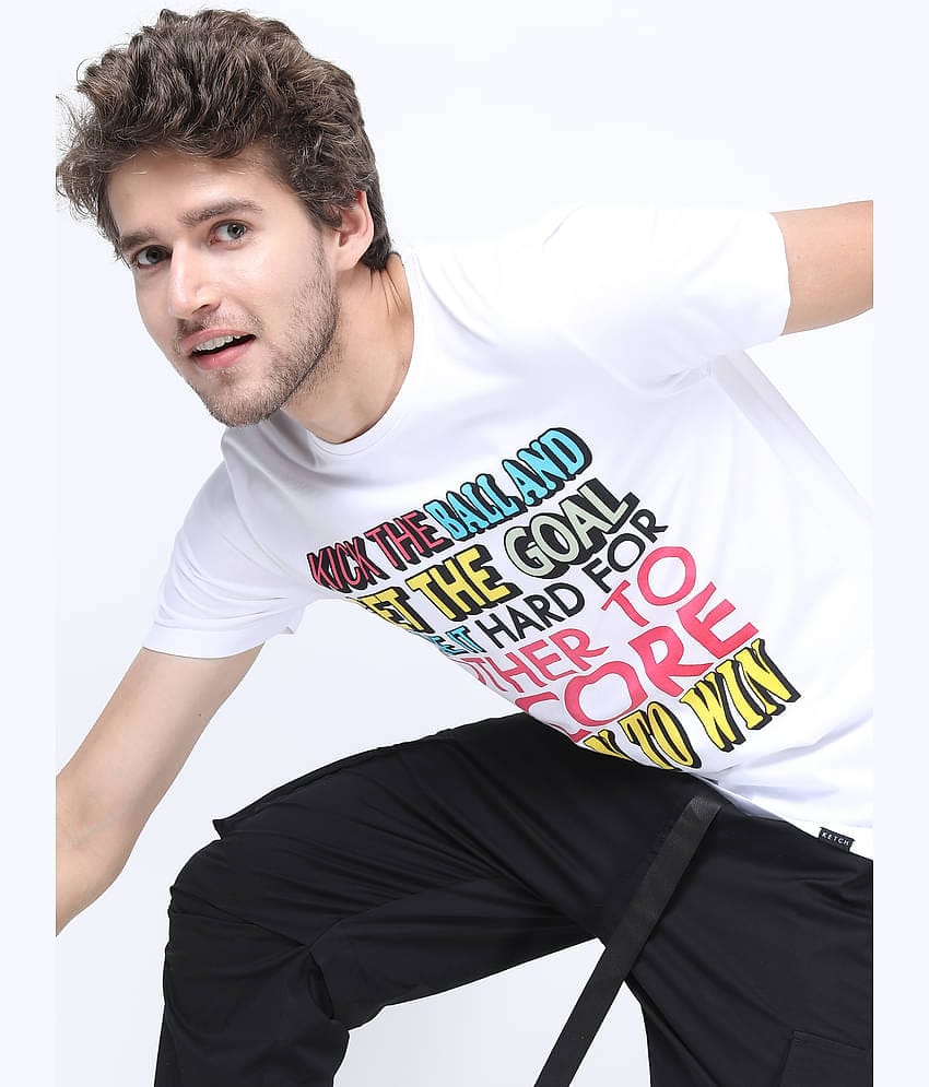 Ketch Pack of 1 100% Cotton Slim Fit Men's T-Shirt ( White )