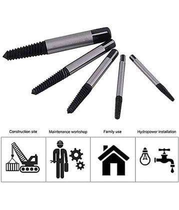 SHUANG YOU Damaged Screw Extractor Breakage Bolt Extractor Drill Bits Guide Set Broken Easy Out Fastener Kit (Pack of 5)