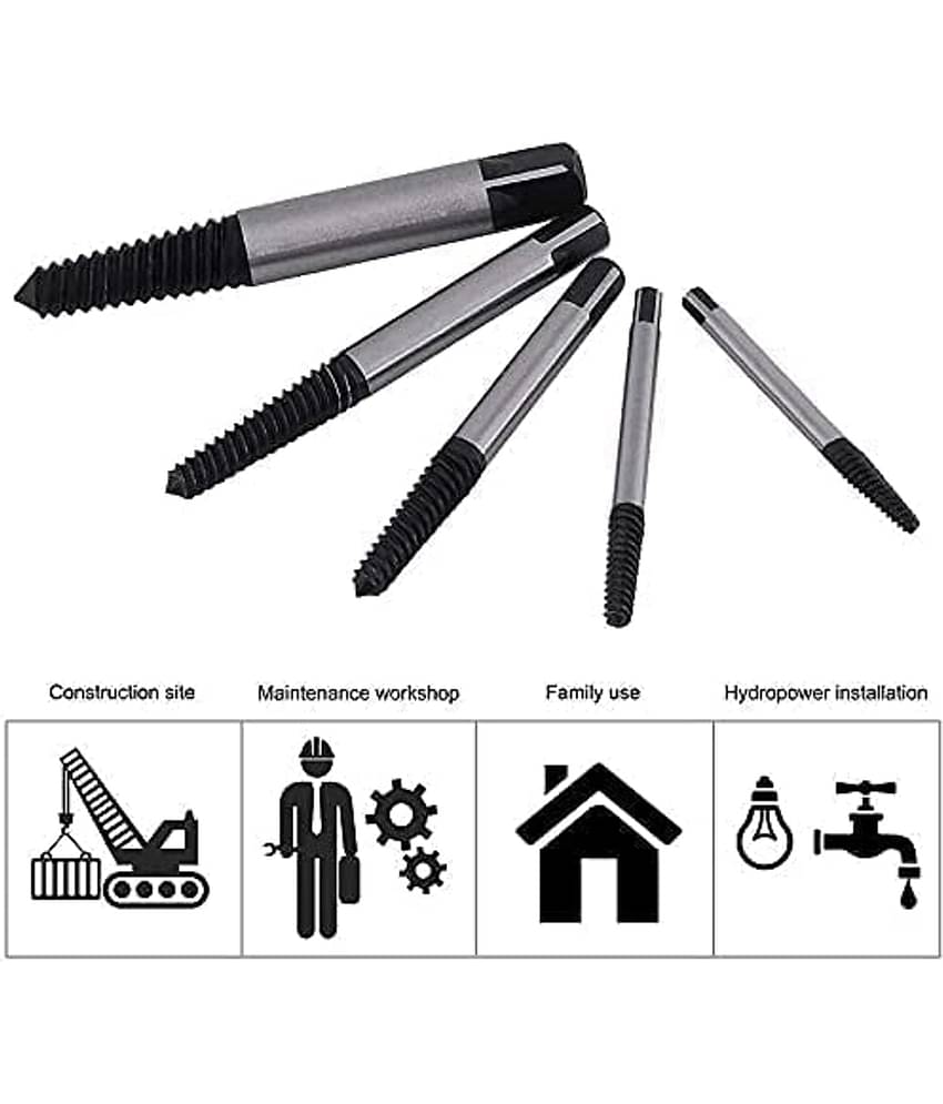 SHUANG YOU Damaged Screw Extractor Breakage Bolt Extractor Drill Bits Guide Set Broken Easy Out Fastener Kit (Pack of 5)