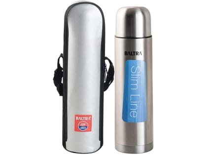 BALTRA Bullet Thermosteel Stainless Steel Flask 1 litres, Hot & Cold Double Walled Leak Proof Vacuum Flask, Water Bottle 