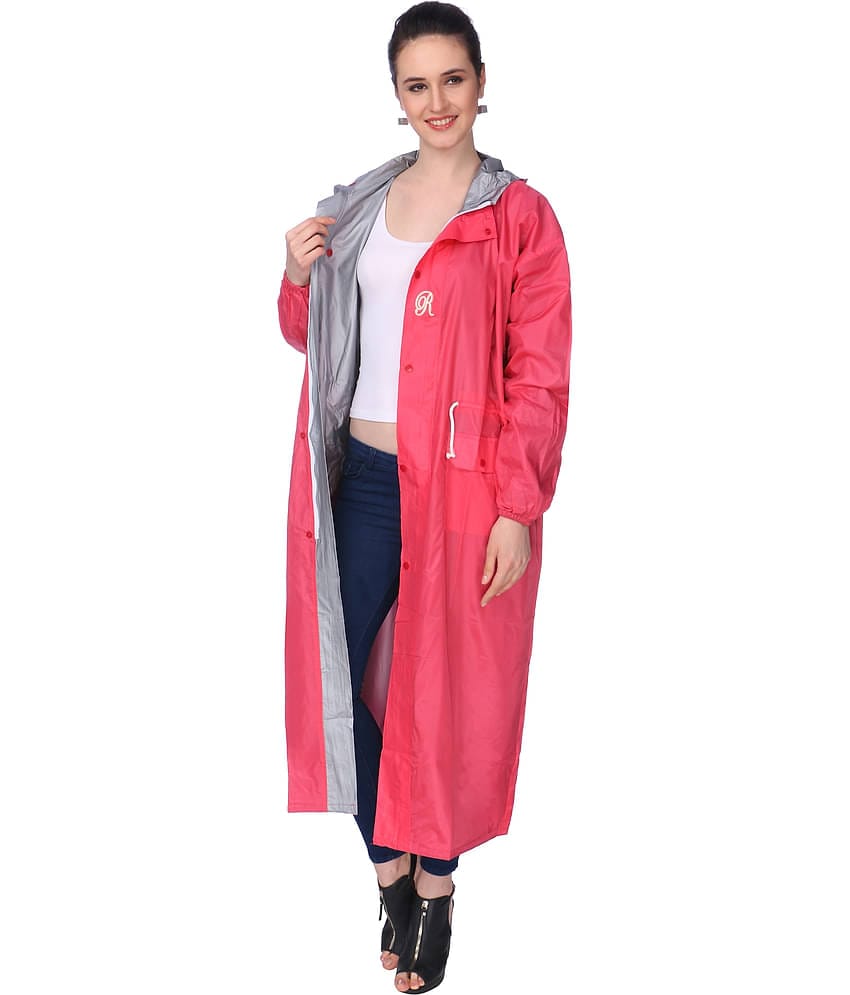 Goodluck Polyester Long Raincoat - Peach
