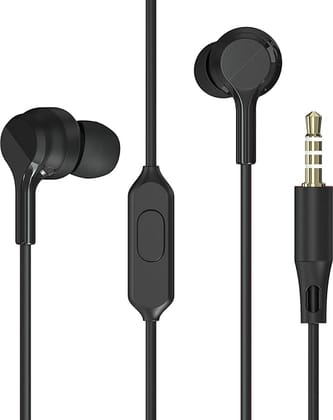 Zebronics Zeb-BRO PRO in Ear Wired Stereo Earphones with Mic, 3.5mm Audio Input Jack, 10mm Drivers, in-Line Mic, 1.2 Metre Cable (Black)