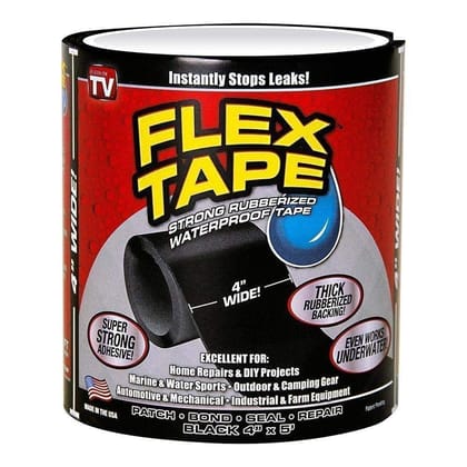 Flex Duct Tape, Super Wide, Black, Heavy Duty Strong, Multi-Surface, Water, Weather and UV Resistant, Tearable, Perfect for Boxes,Home RV Roof Plumbing and Pool Repairs