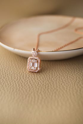 Let's Shine Sterling Silver Pendant Chain Necklace-Rose