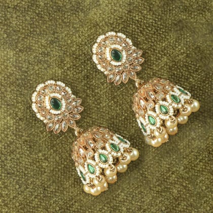 Emerald Bakul Jhumka Earrings