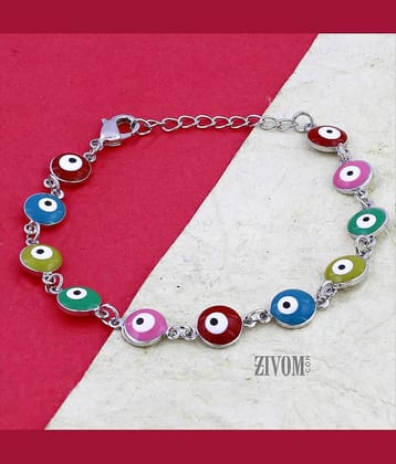 ZIVOM® Styish Trending Turkish Evil Eye Good Luck Multi colour Silver Bracelet for Women Girls