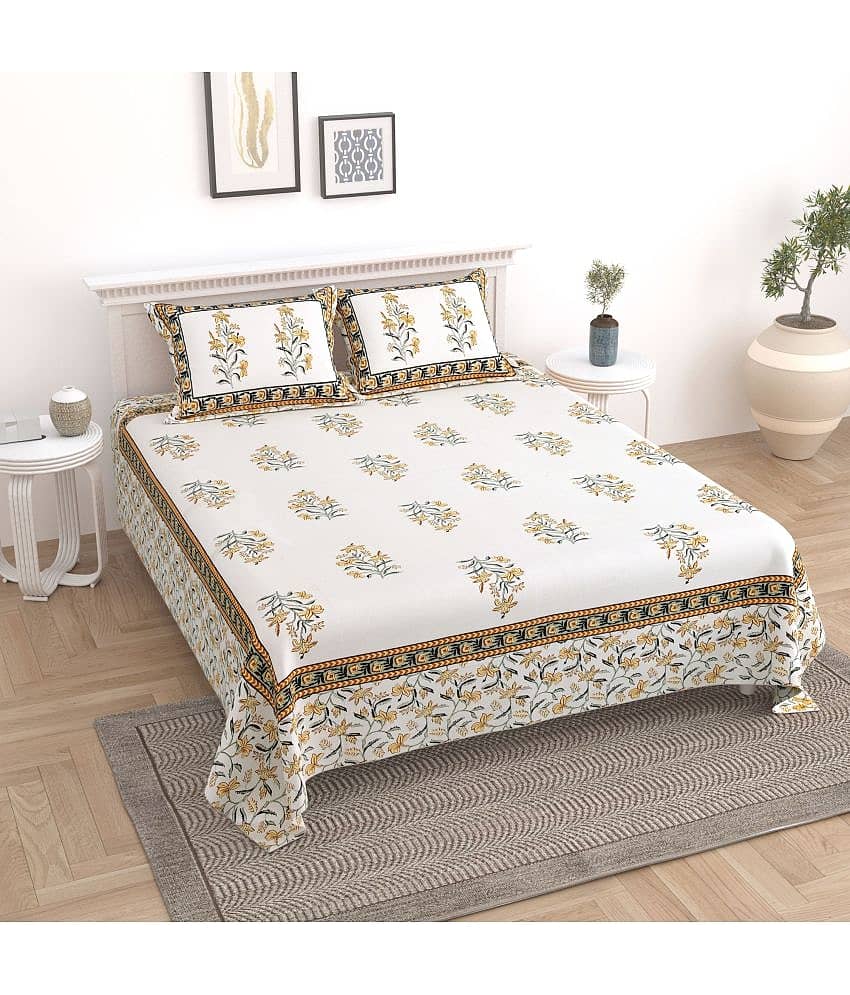Uniqchoice Cotton Floral King Size Bedsheet With 2 Pillow Covers - Multicolor
