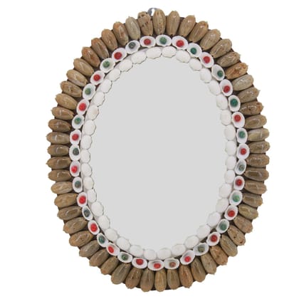 Handcrafted Sea Shell Crafts Wall Mirror Gifts Home Decoration Oval 38x30x2.5 CM (1 Piece)-Pack of 1
