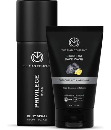 The Man Company Charcoal Face Wash 100ml with Long-Lasting Bold Deodorant 150ml | Combo for Men