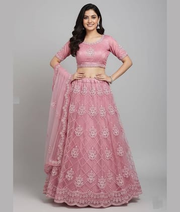 KV Fashion Women's Net Semi Stitched Flared Lehenga Choli