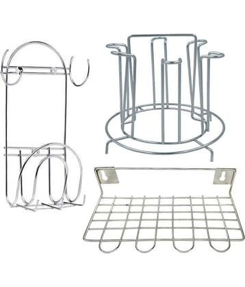 JISUN - Silver Stainless Steel Storage Racks ( Pack of 3 )