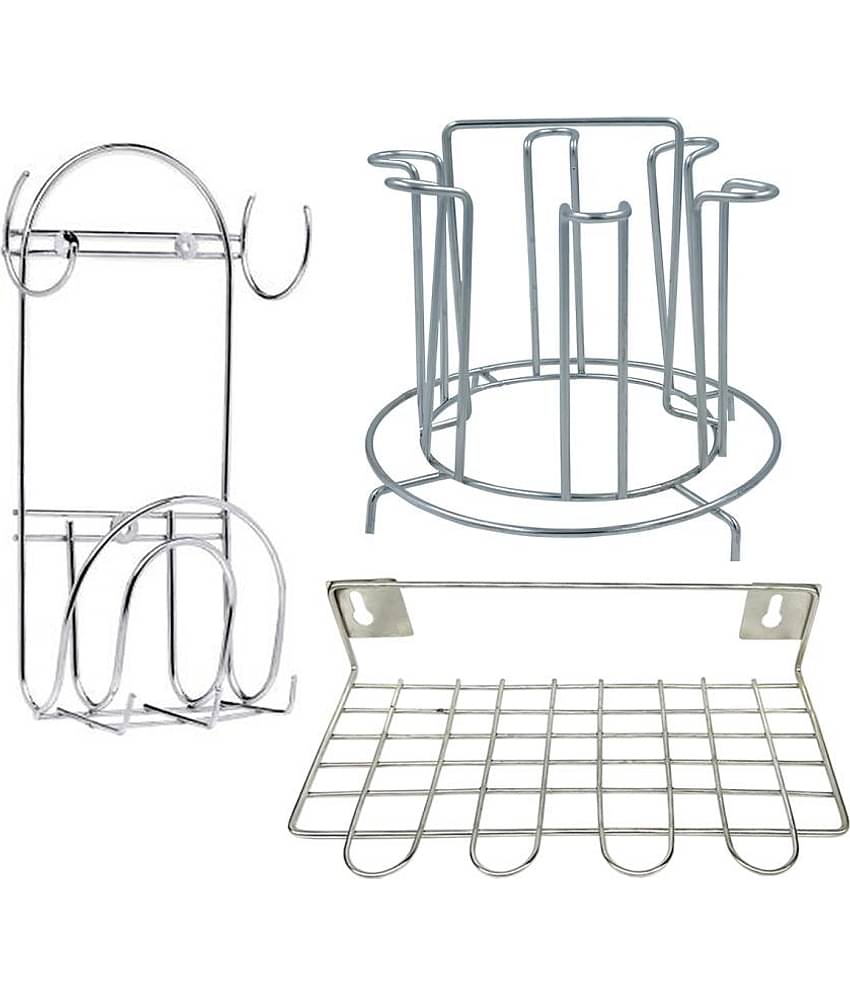 JISUN - Silver Stainless Steel Storage Racks ( Pack of 3 )