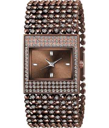 Viser Brown Metal Analog Womens Watch