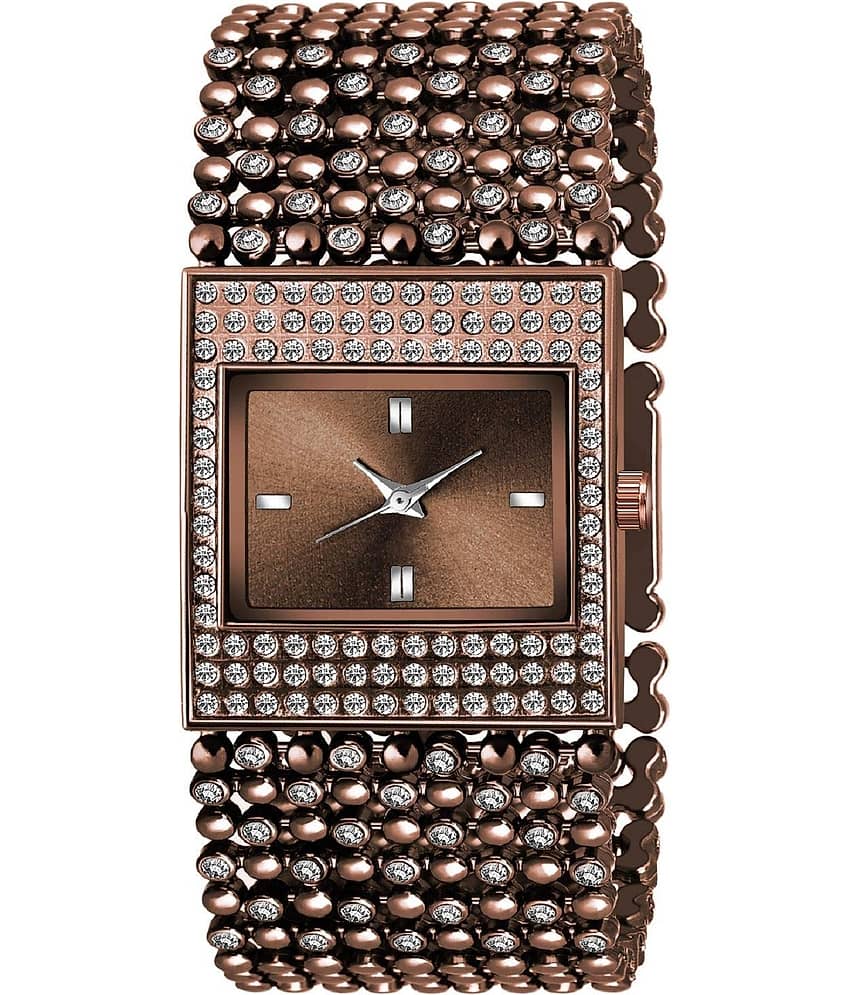 Viser Brown Metal Analog Womens Watch
