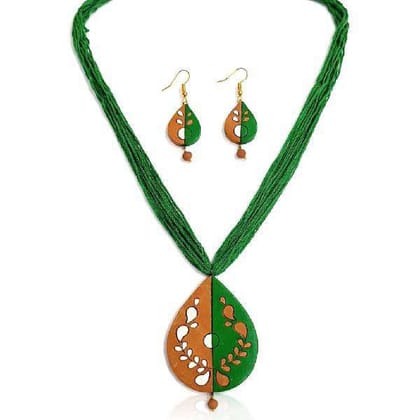 Terracotta necklace for women eco friendly festive white green